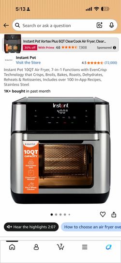 Instant Pot 10QT Air Fryer,