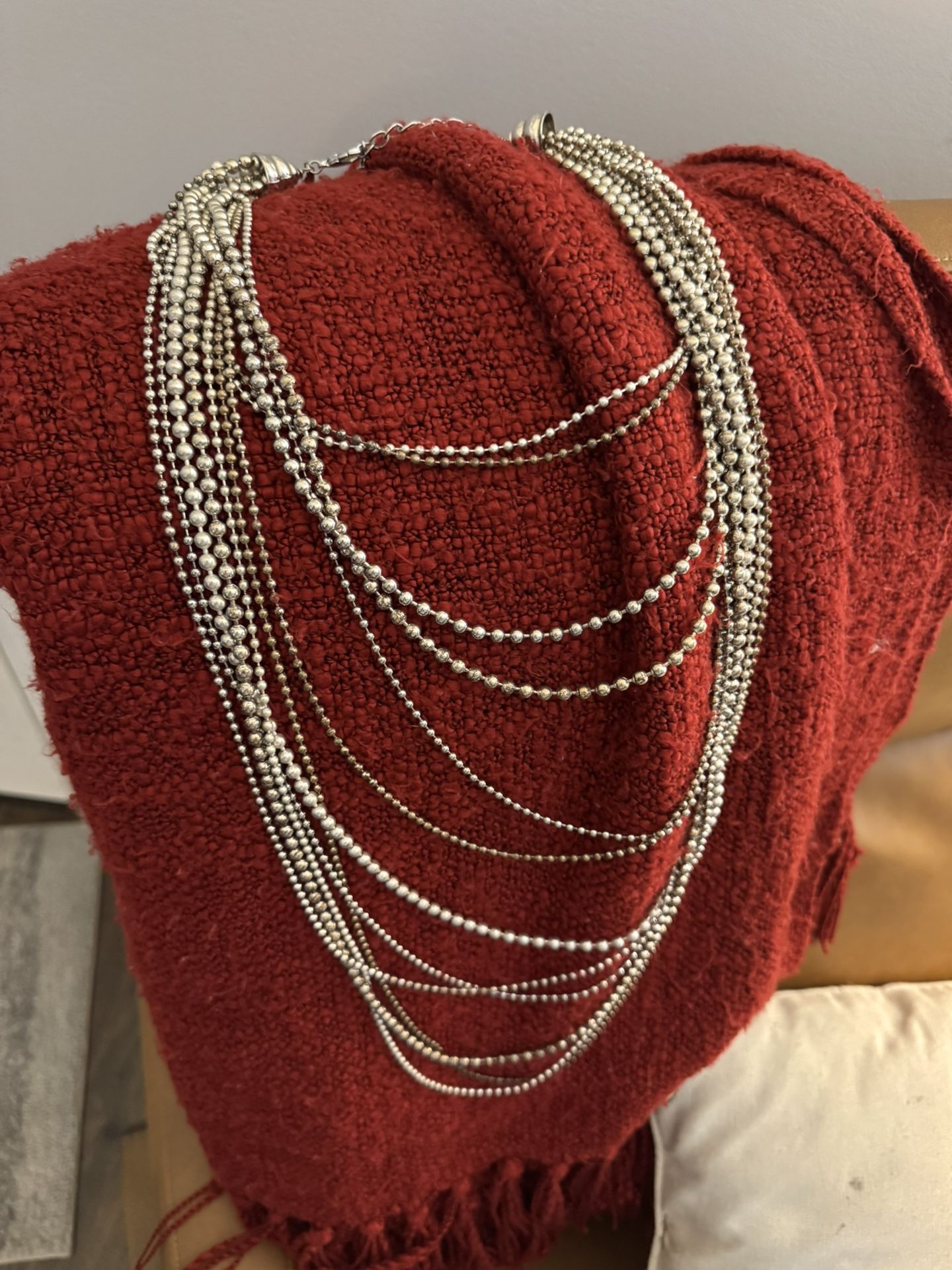 Silver Strand Beaded Necklace 