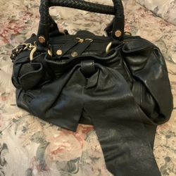 Bill Blass Black Bow Leather Handbag