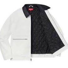 New Large Supreme Leather Collar Work Jacket White $250