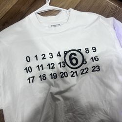 maison Margiela Mm6 White Numbers Tee