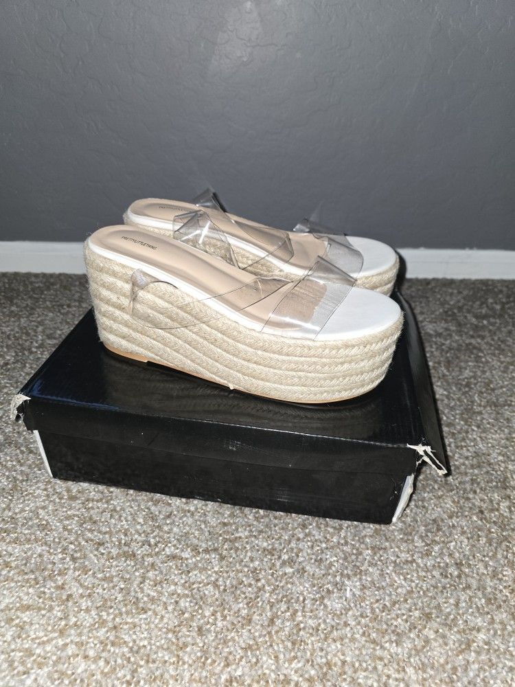 Pretty Little Thing Wedge With Clear Straps