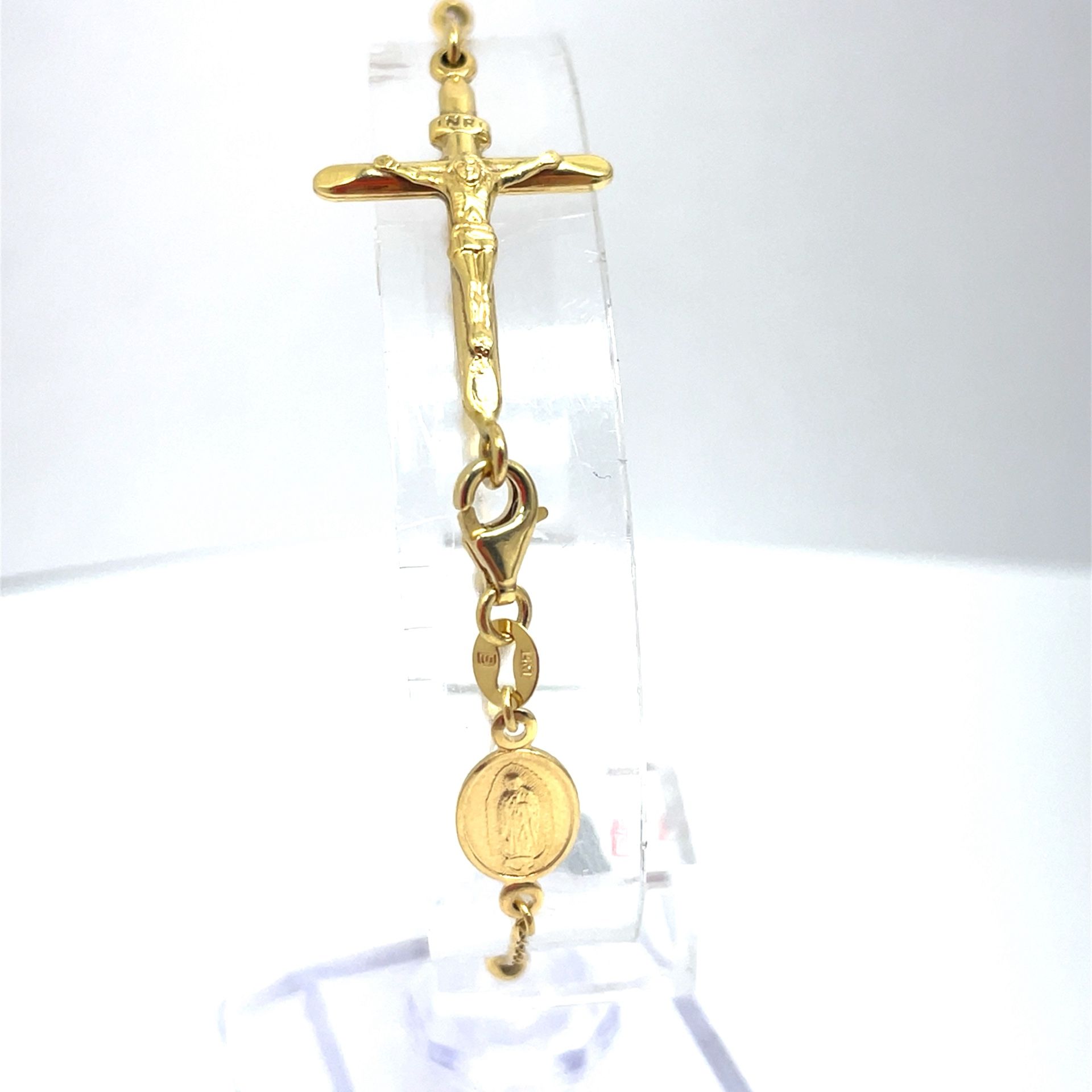 14Kt Yellow Gold 7.5” Beads Cross Bracelet 2.70g 199449