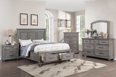 King Size Grey Bed with Orthopedic Mattress Included