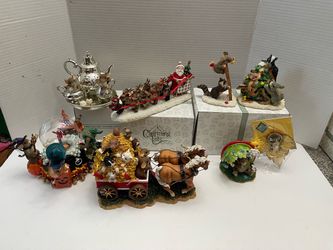 Charming Tails Boxed Resin Mouse Figurines Lot w/ Snow Globe Santa Christmas
