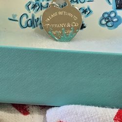 Tiffany & Co Blue Splash Enamel Heart Charm In Silver 