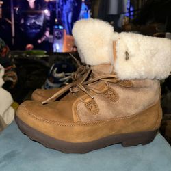 WOMEN UGG AUSTRALIA NADJA CHESTNUT SUEDE LEATHER WATERPROOF CUFF BOOTS SZ 9