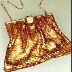 Vintage Gold Evening Bag tiny Sequins STUNNING