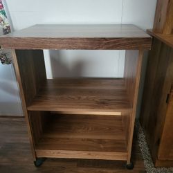 32" Tall Wooden Rolling 3-Shelf Media Stand 
