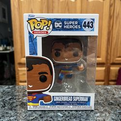Funko Pop # 443 Gingerbread Superman DC Super Hero’s.  Brand new factory sealed.  Smoke free home  