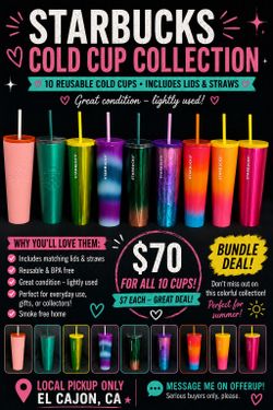 Starbucks Reusable Cold Cup Collection – 10 Cups – Great Condition