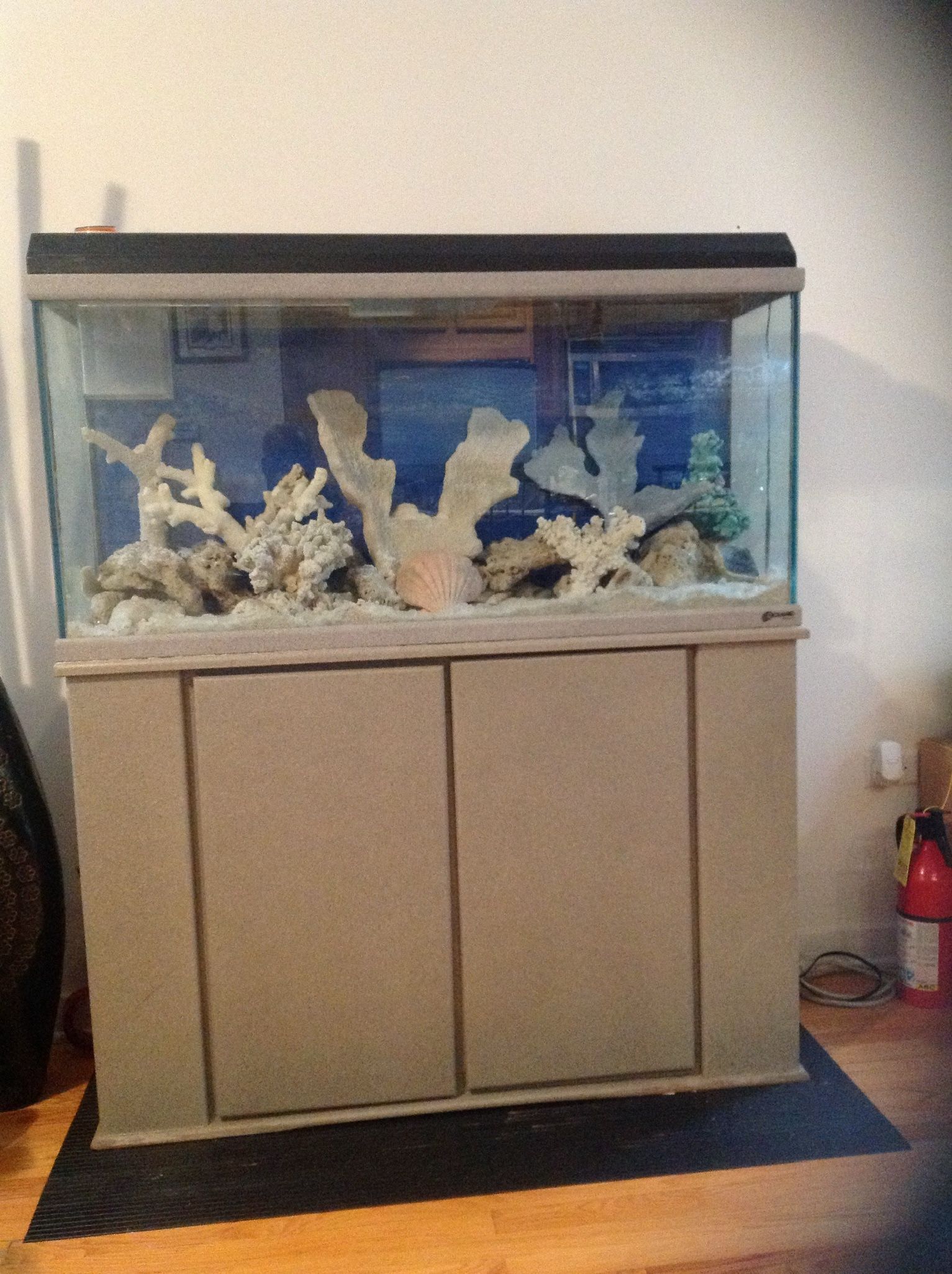 Grey 50  Gallon Salt Water Aquarian Tank With Cabinet Stand