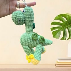 Green Brachiosaur Dinosaur Keychain Crochet