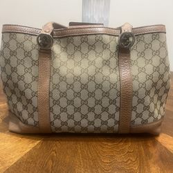 GUCCI Monogram Miss GG Tote in Brown