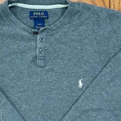 👽 Grey White PONY Mens LARGE Ralph Lauren POLO Long Sleeve Button Up Vintage Golf Dress Shirt L