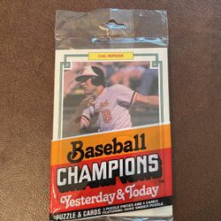 1984 Donruss Champions Baseball Card Unopened Pack With Cal Ripken On Front Large Sized Baseball Cards 