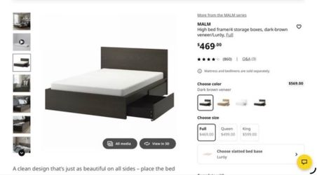 IKEA Full Bed  with 4 Storage Drawers and Mattress