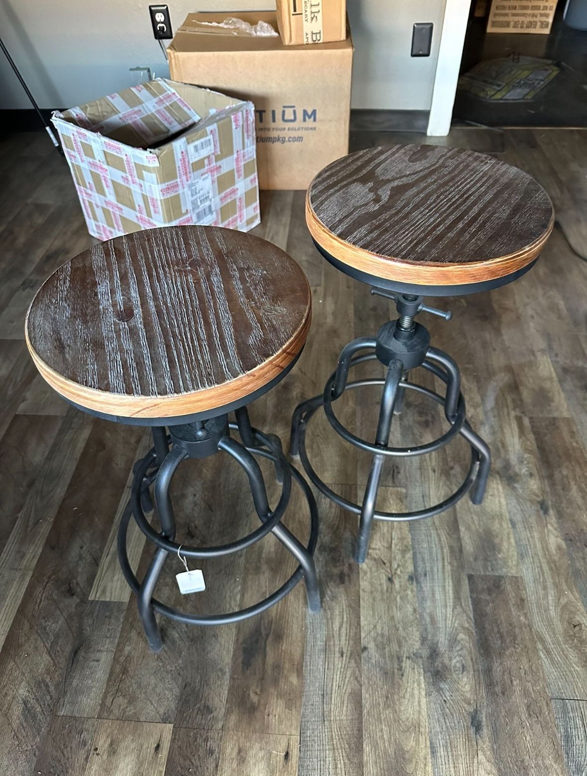 Industrial Style Bar Stools / Pub Chairs (Set Of 2)