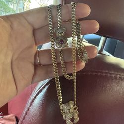 Juego De Cadena Y Manilla De Oso En Oro 14 K