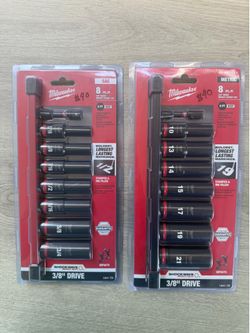 Milwaukee  SHOCKWAVE Impact Duty 3/8 in. SAE or Metric Deep Impact Rated Socket Set (8-Piece)