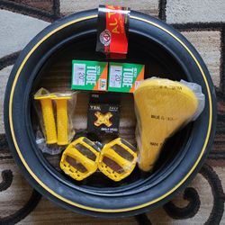 NEW Bicycle Bmx Parts Bundle 20" Yellow