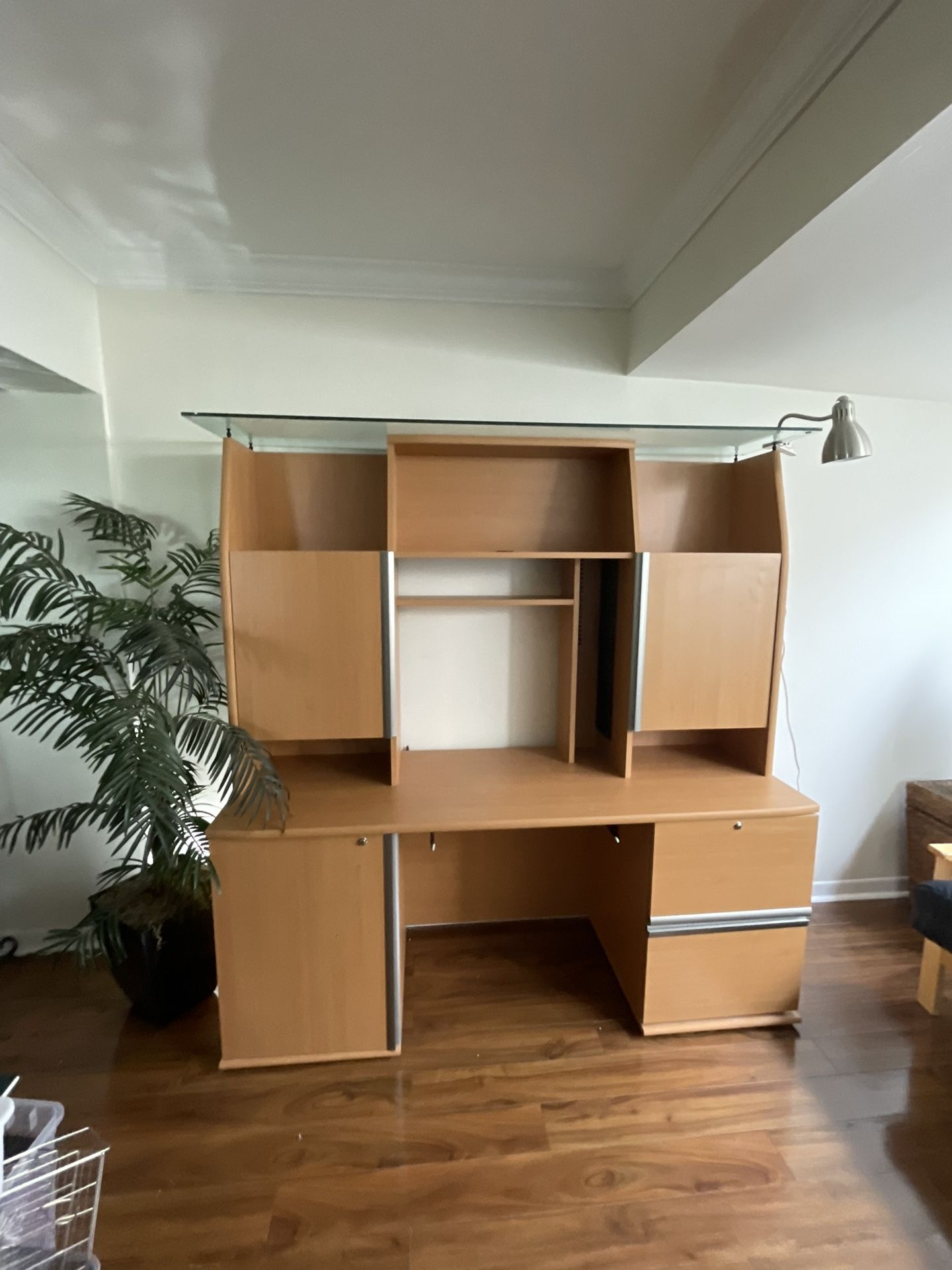 Desk With Hutch And Glass Top
