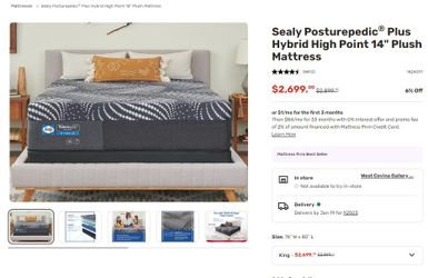 Mattress- Sealy Posturepedic Plus Hybrid High Point 14" Plush Mattress
