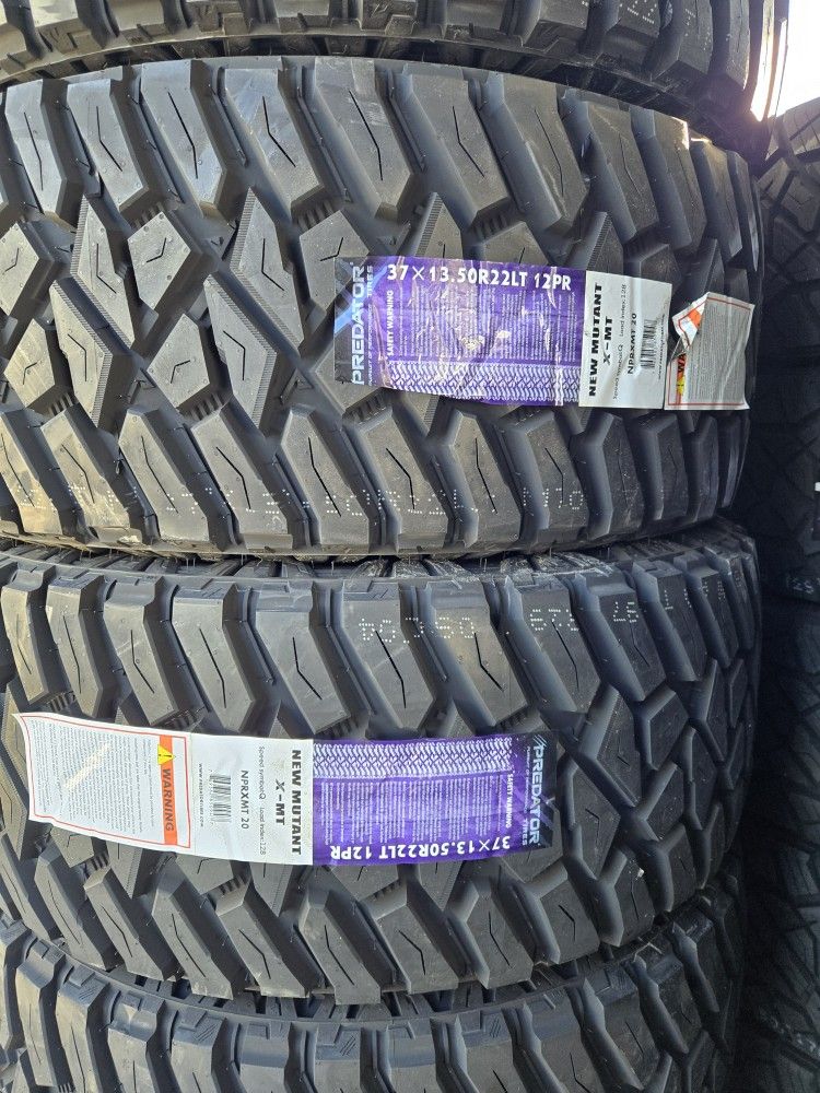 (4) 37x13.50r22 Predator M/T Tires 37 13.5 22 Inch MT 12-ply F Rated