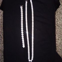 Real Sterling Silver Emerald Cut Necklace And Bracelet