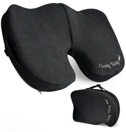 Cushy Tusky Premium Foldable Travel Seat Cushion - for Relief of Lower Back, Sciatic, Butt and Tailbone Pain - for Home & Office Use, Perfect for Trav