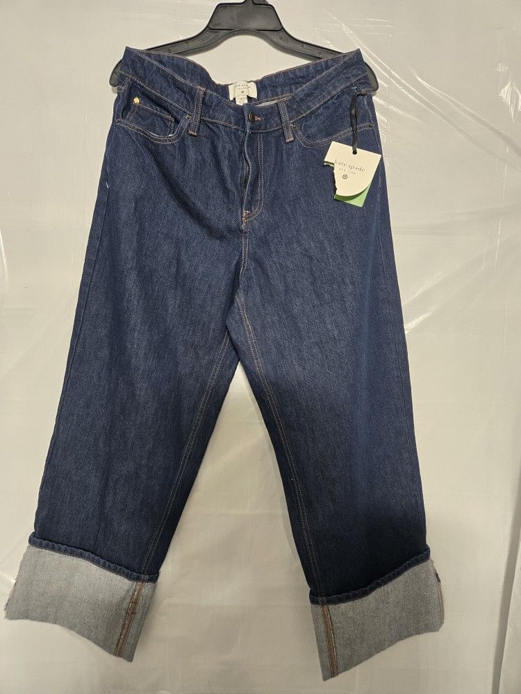 Women’s Size 10 High-Rise Straight Leg Wide Cuff Jeans - Kate Spade NY x Target