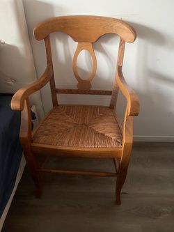Wood Chairs w/thick wicker seats