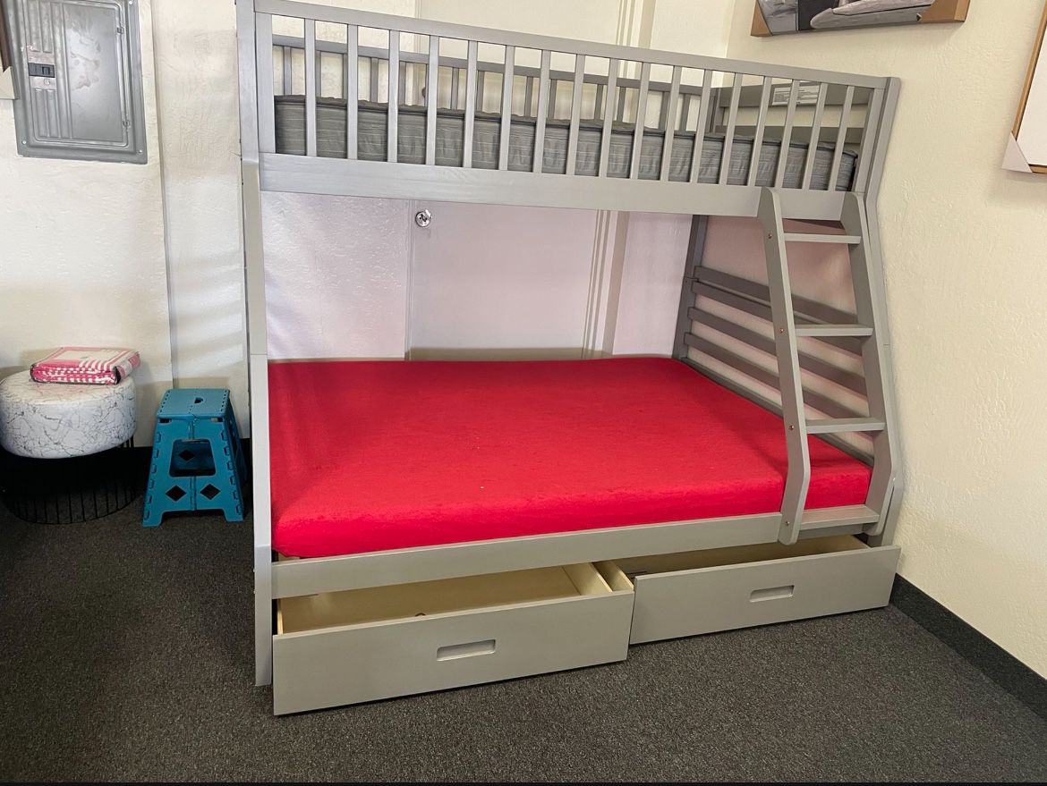 Twin Over Full Bunk Bed With Drawers 