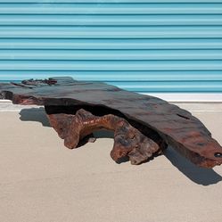 Vintage Natural Live Edge Redwood Burl Coffee Table