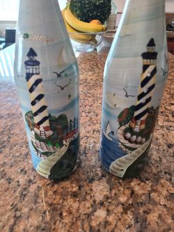 Hand Painted Oil and Vingar Bottles