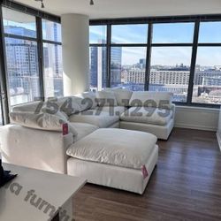 Sectional Sofa Cloud NIXON white Couch NEW Washable Stain Resistant Feathers Cushions