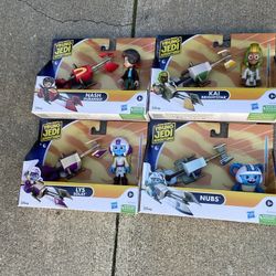 Disney Star Wars Young Jedi Adventures Speeder Bike Figure & Vehicle 4 Pack Lot Hasbro Toys