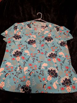 Pirate cat scrub top