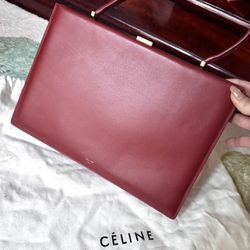 Céline Clasp Leather Handle Bag 