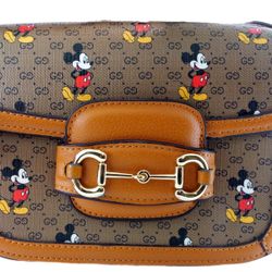 GUCCI GG Disney X Mickey Mouse Leather Tan Small Brown Italy Bag