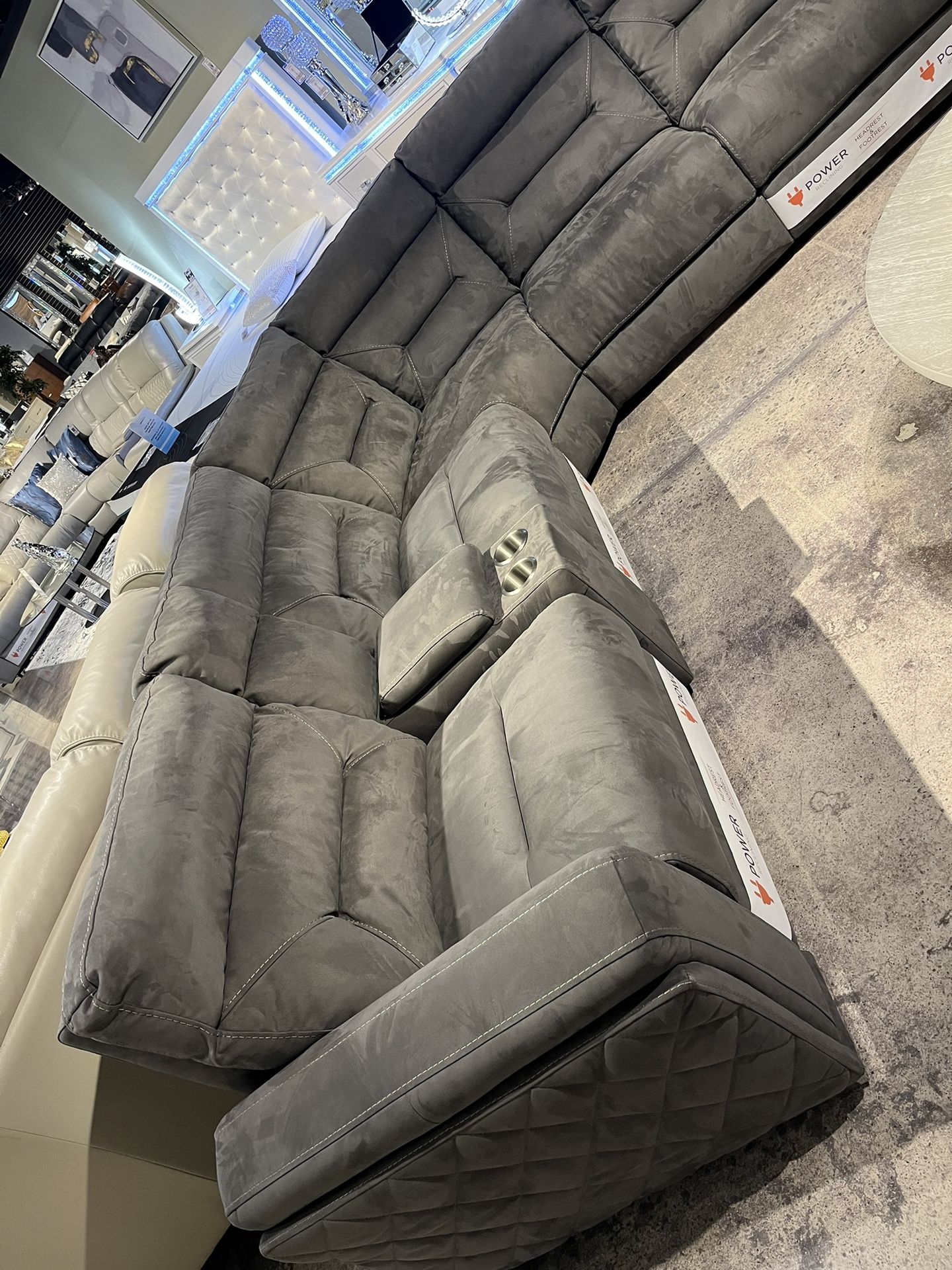 Dark Grey Reclining Couch Set