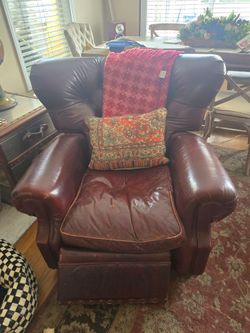 Restoration Hardware Churchill Leather Recliner With Nailheads