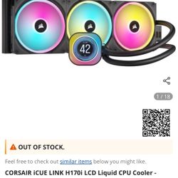 CORSAIR iCUE LINK H170i LCD Liquid CPU Cooler - QX140 RGB Fans