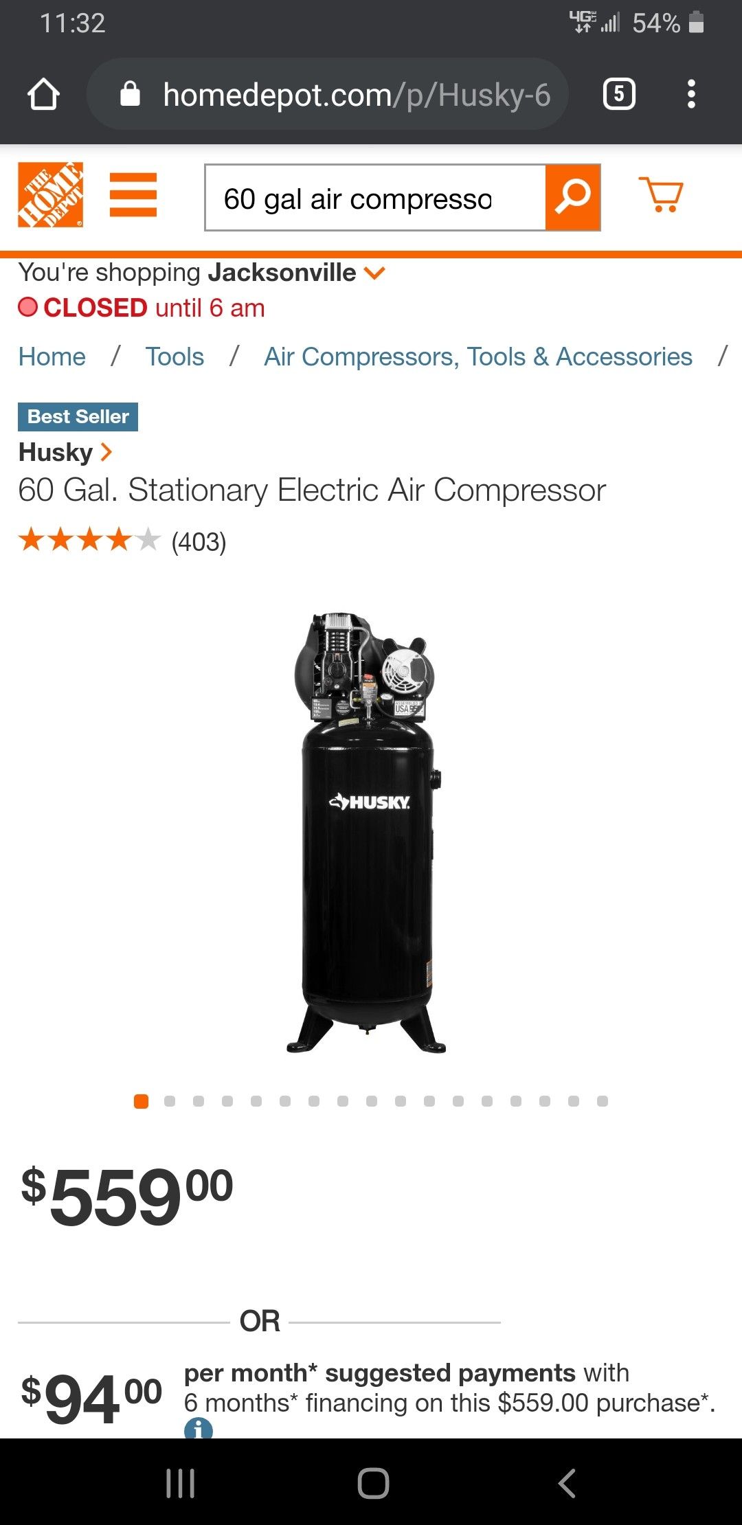 60gal huskey air compressor