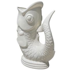 Hollywood Regency Mythical Dolphin Form Umbrella Stand, Koi Fish Vase Stand