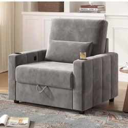 Accent Chair, Velvet Fabric Comfy Oversized  Sofa Armchair with Storage, USB, A-15