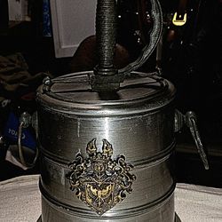 Vintage Metal Ice Bucket With Sword Handle Lid