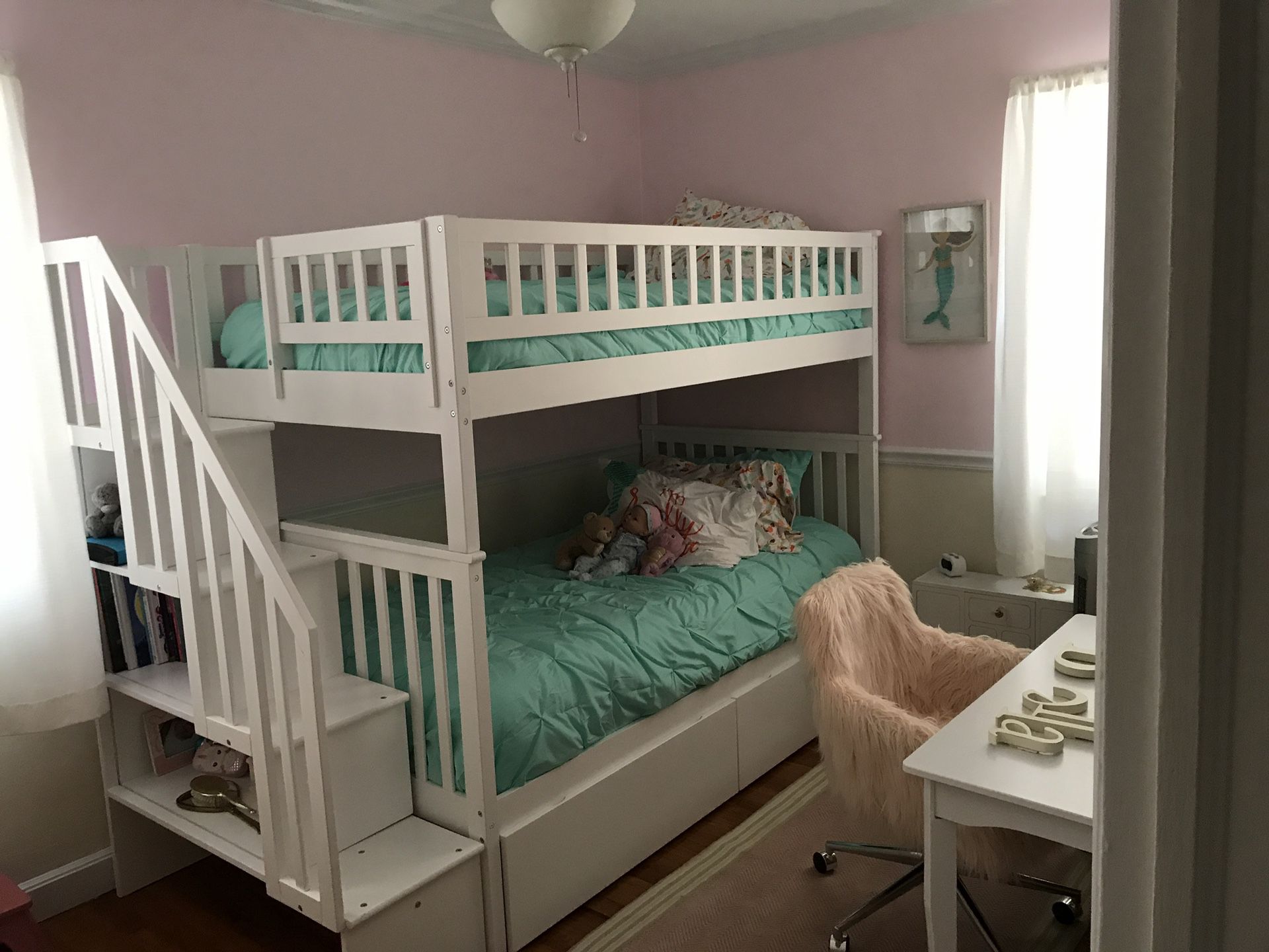 Twin over twin bunk bed with storage