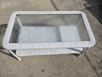 Resin Wicker And Glass Coffee Table