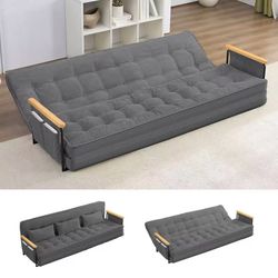 Modern 3 Seater Floor Sofa Bed, Lazy Futon Sofa with 6 Position Adjustable Backrest,Multiple Colors